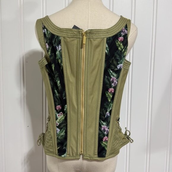NWT Corset Story Tapestry Inspired Floral Green Zip Up Corset Top size 34” - Picture 4 of 11